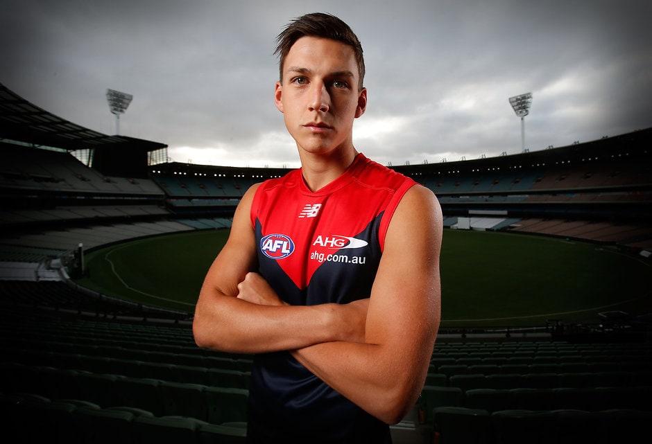 AFL 2016 Portraits - Melbourne MELBOURNE, AUSTRALIA - FEBRUARY 4: Sam Weideman poses for a photograph during the Melbourne Demons official team photo day at the MCG in Melbourne on February 4, 2016. (Photo by Michael Willson/AFL Media)